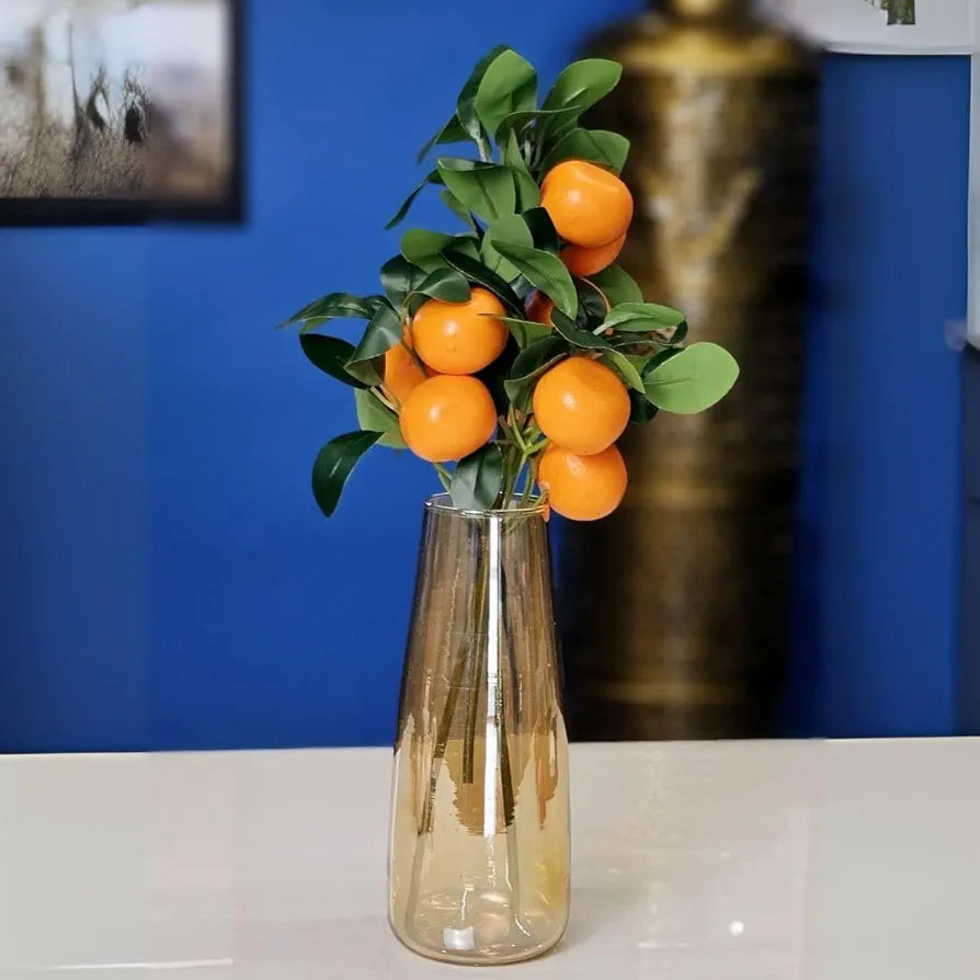 SATYAM KRAFT 3 Pcs Orange Plant Stick, Elevate Your Décor with Artificial Orange Branches Lifelike Tree Plants for Vase Display in Home, Garden, Office, Living Room